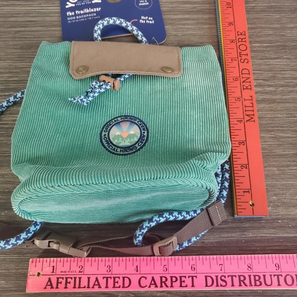 Youly Teal Grren Corduroy Dog Backpack Hiking Pack L/XL NWT‎